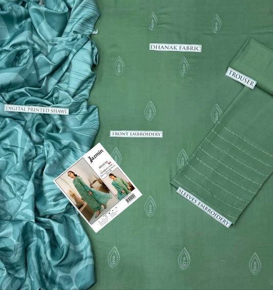 Jazmin Dhanak Embroidered 3 Piece - JZ104