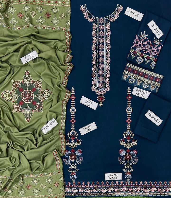 Zara Dhanak Embroidered 3 Piece - ZR103