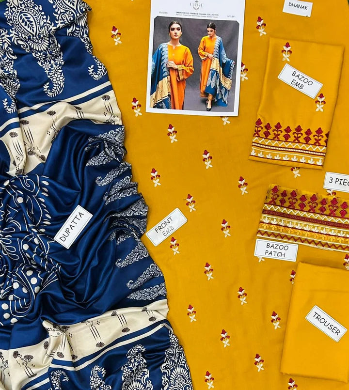 Urge Dhanak Embroidered 3 Piece | UG101