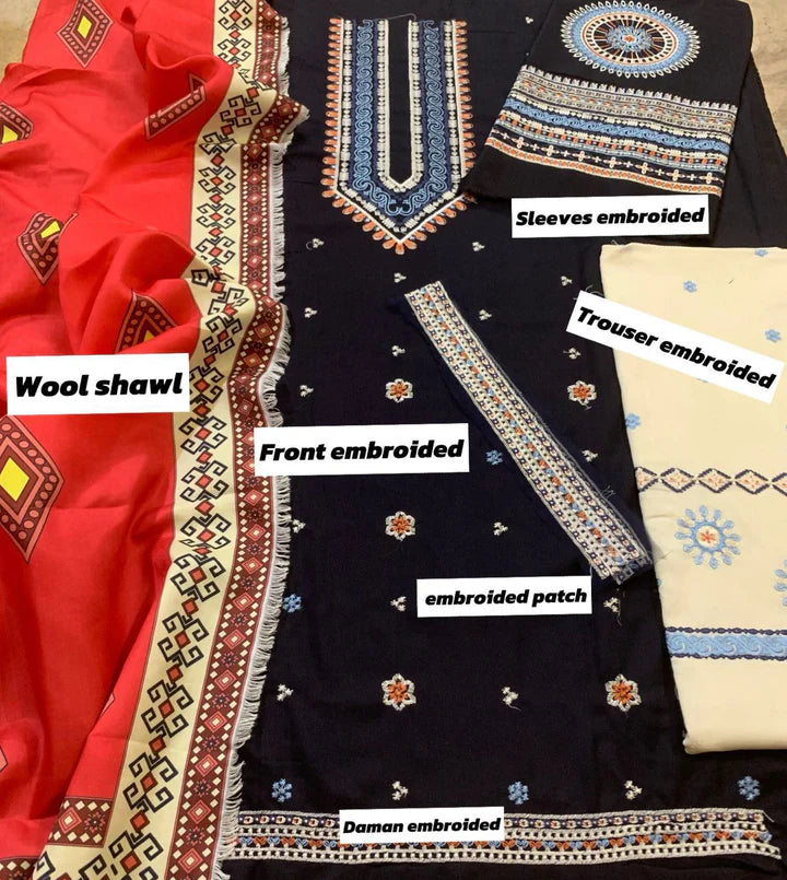 Jazmin Dhanak Embroidered 3 Piece - JZ103