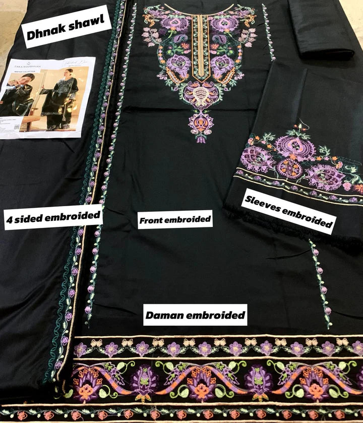 Zara Dhanak Embroidered 3 Piece - ZR102