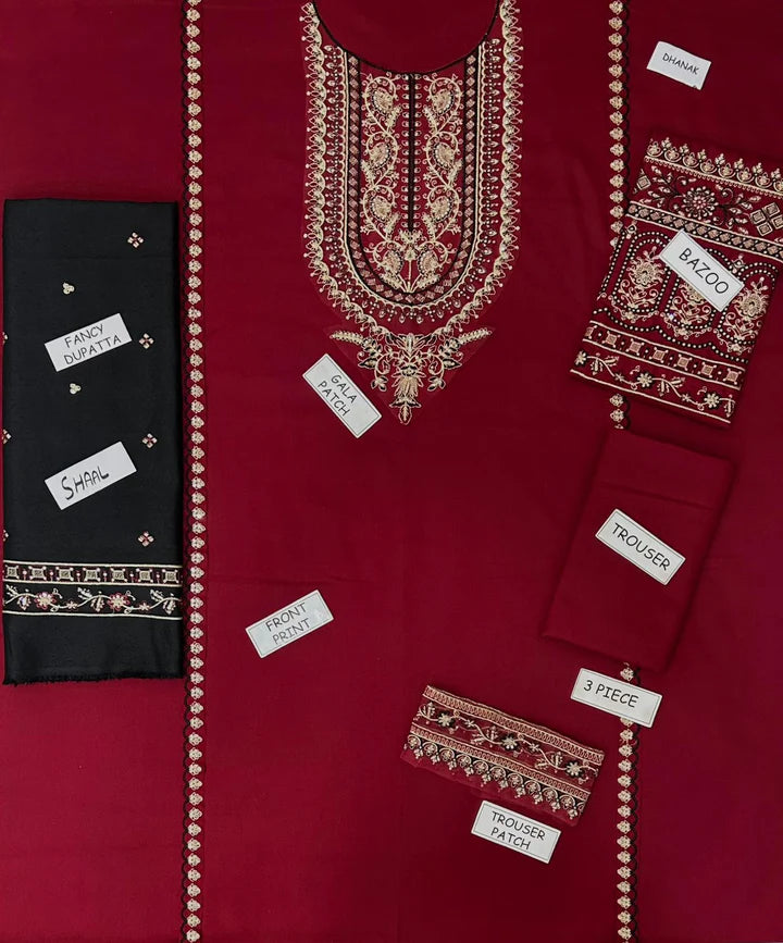 Lalazar Dhanak Embroidered 3 Piece - LZ100