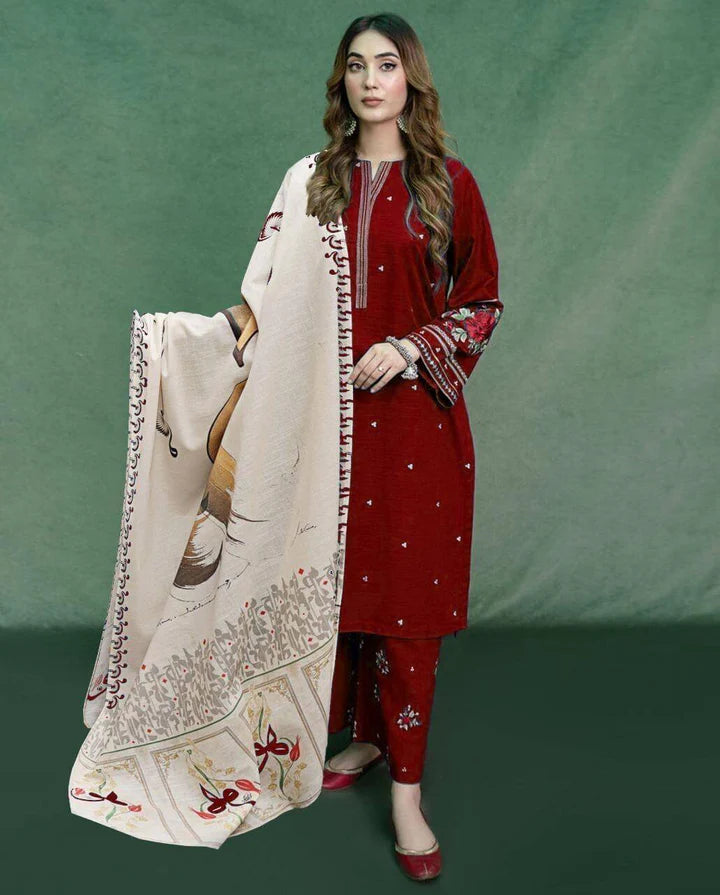 Aisling Dhanak Embroidered 3 Piece - AL100