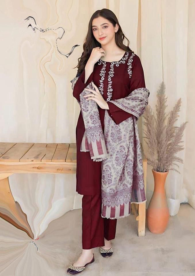 Aisling Dhanak Embroidered 3 Piece - AL107
