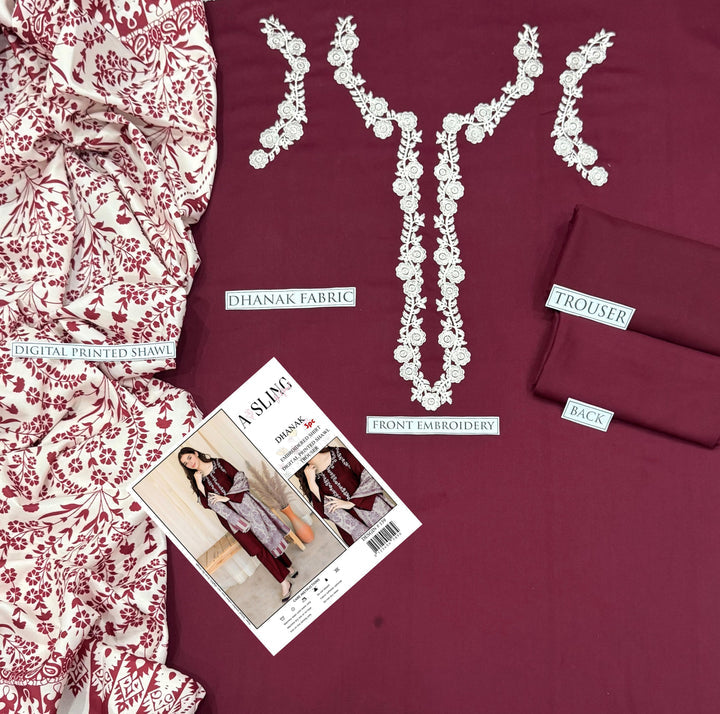 Aisling Dhanak Embroidered 3 Piece - AL107