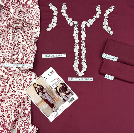 Aisling Dhanak Embroidered 3 Piece - AL107
