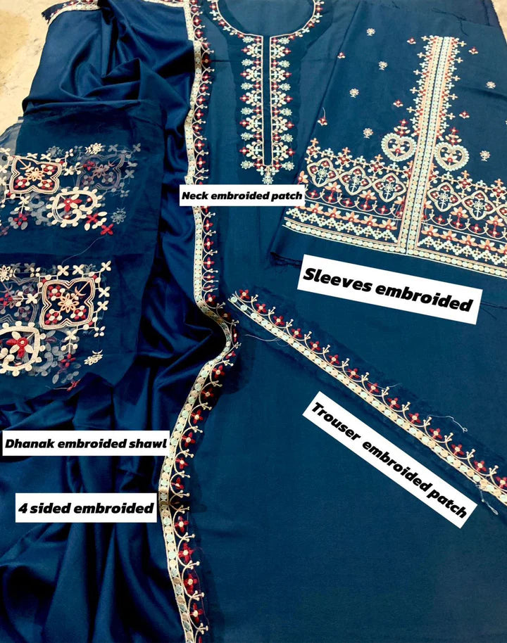 Batik Dhanak Embroidered 3 Piece | BK100