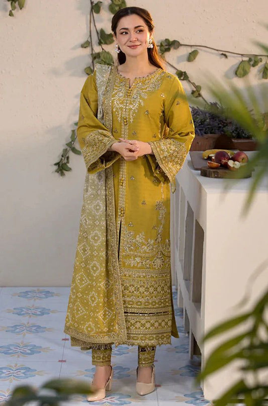 Qalamkar Dhanak Embroidered 3 Piece - QR101