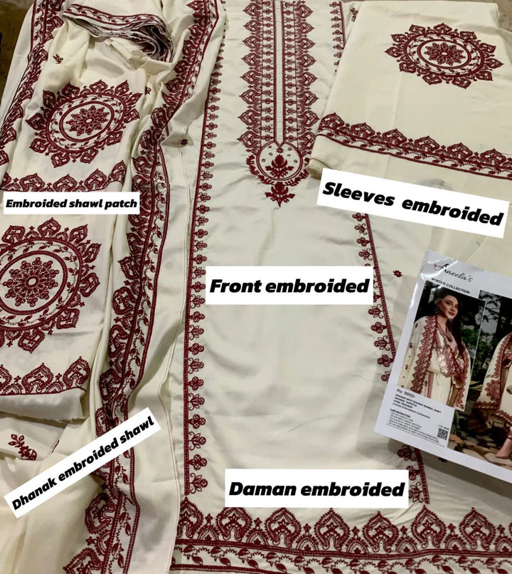 Aneela Dhanak Embroidered 3 Piece | AN108