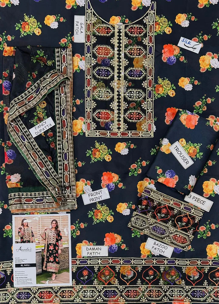 Aneela Shamoz Silk Embroidered 3 Piece | AN106