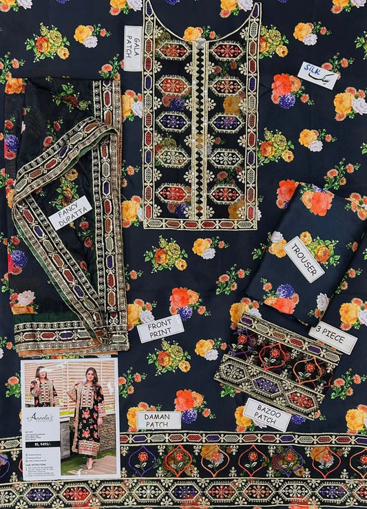 Aneela Shamoz Silk Embroidered 3 Piece | AN106