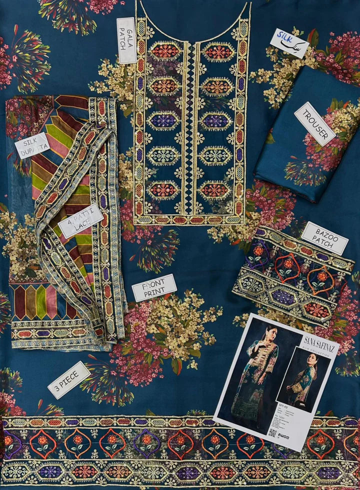 Aneela Shamoz Silk Embroidered 3 Piece | AN107