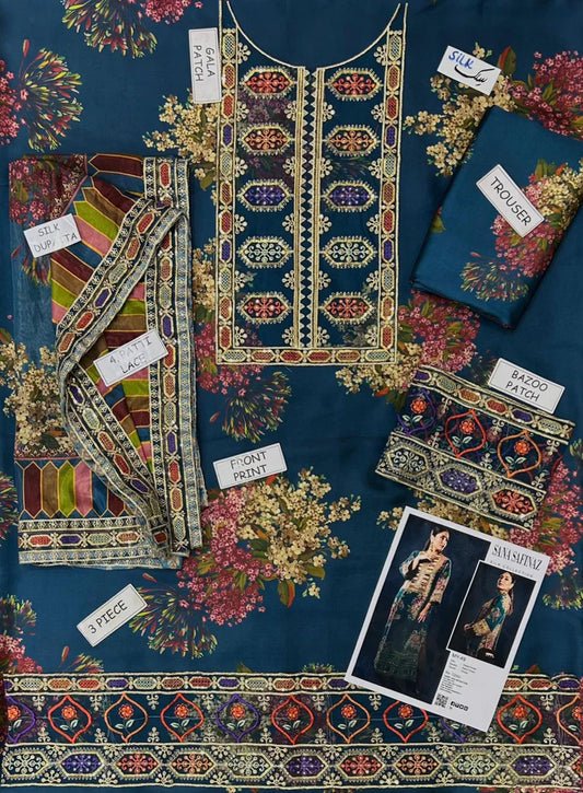 Aneela Shamoz Silk Embroidered 3 Piece | AN107