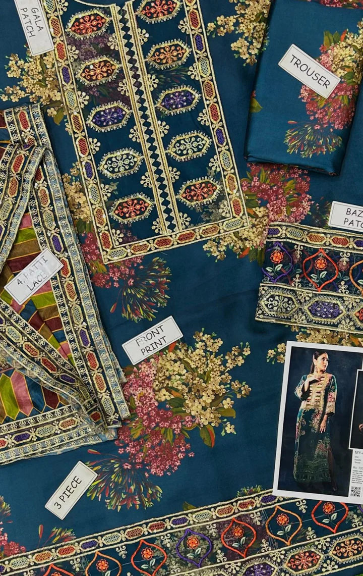 Aneela Shamoz Silk Embroidered 3 Piece | AN107