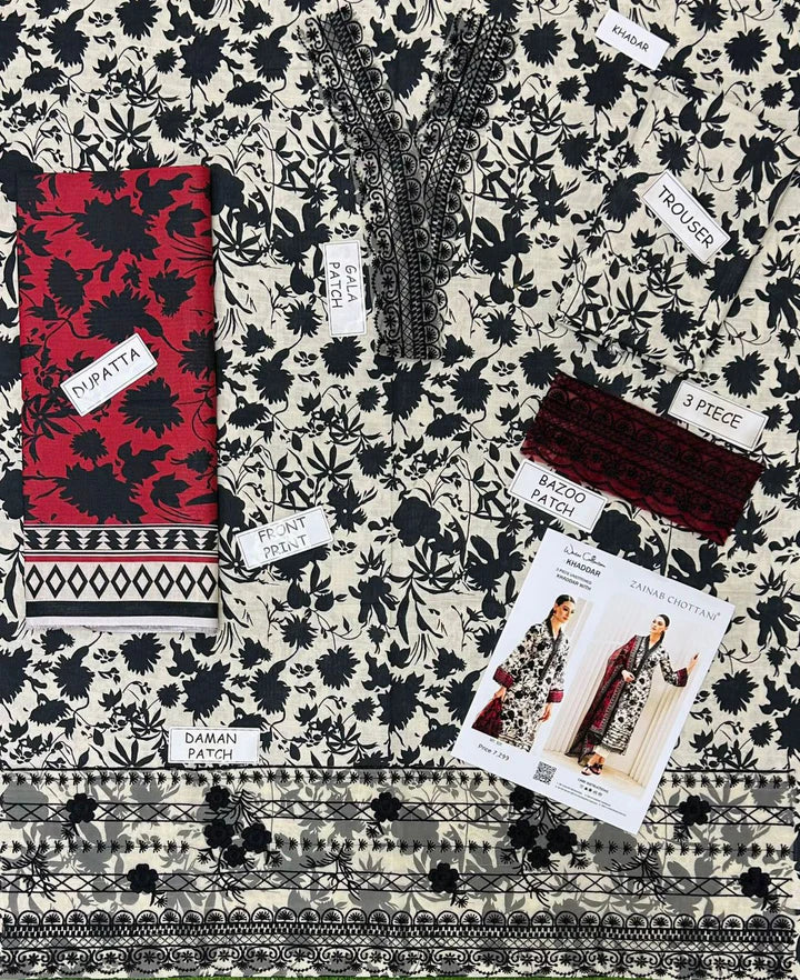 Zainab Chottani Khaddar Embroidered 3 Piece | ZC107