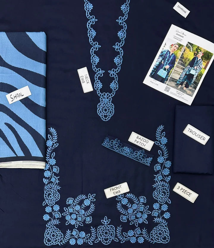 Aneela Dhanak Embroidered 3 Piece | AN109