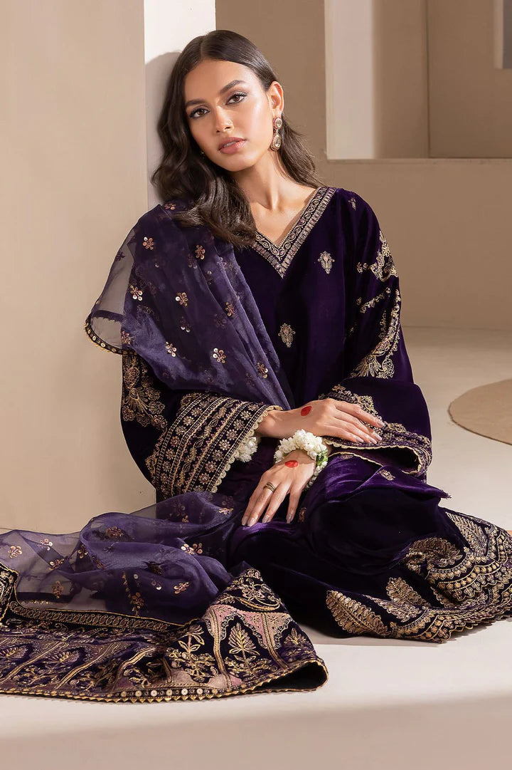 Baroque Velvet Embroidered 3 Piece | BQ129