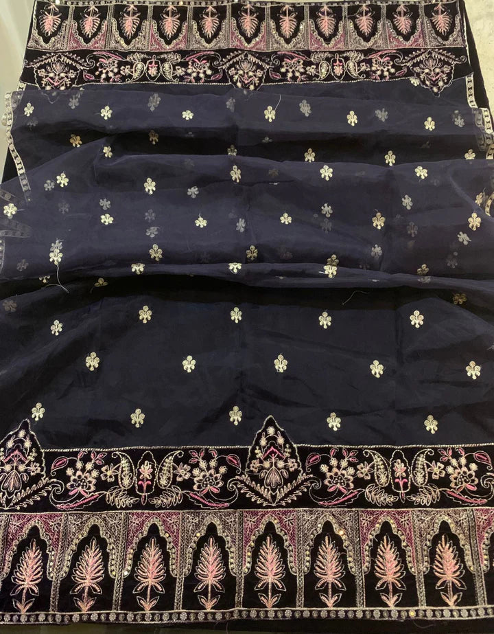 Baroque Velvet Embroidered 3 Piece | BQ129