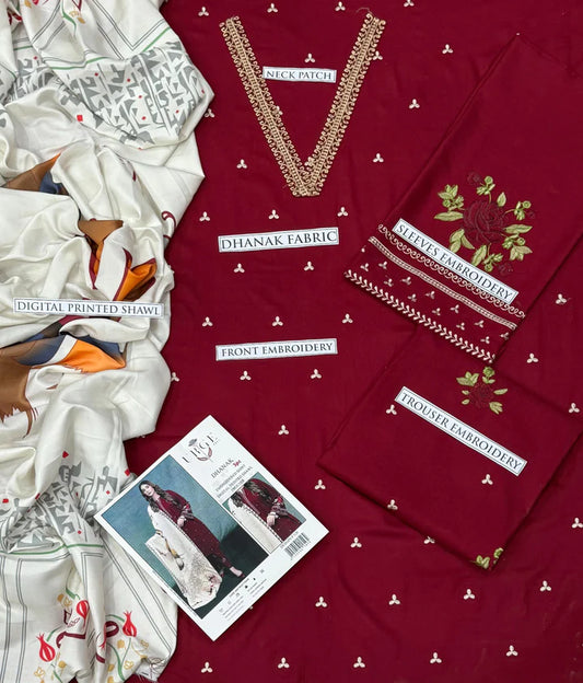 Aisling Dhanak Embroidered 3 Piece - AL100