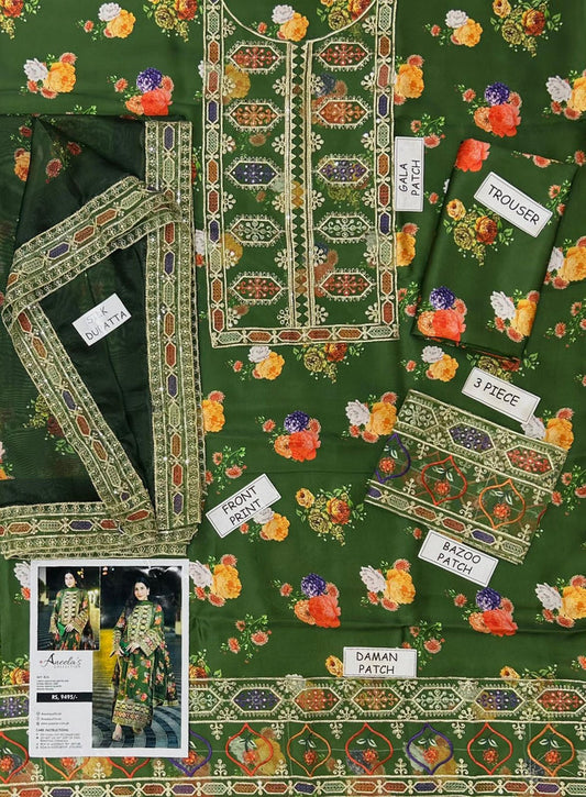 Aneela Shamoz Silk Digital Printed 3 Piece - AN105