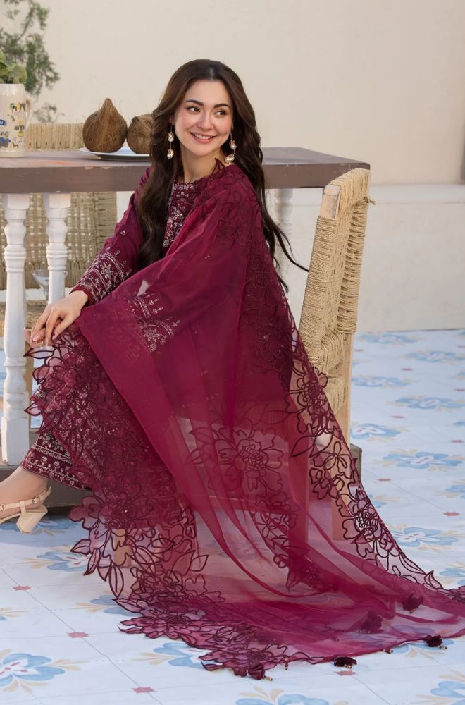 Qalamkar Dhanak Embroidered 3 Piece - QR100