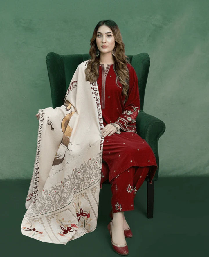 Aisling Dhanak Embroidered 3 Piece - AL100