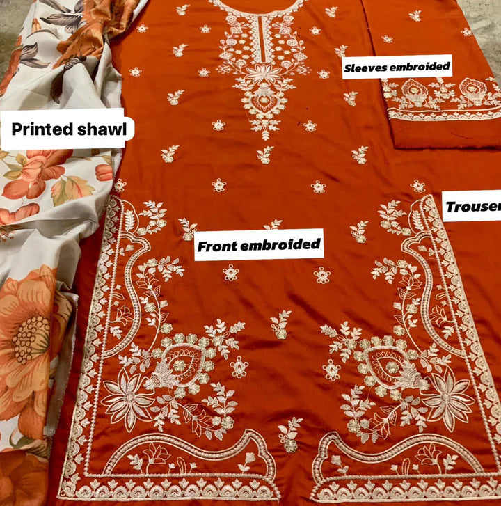 Mohagni Dhanak Embroidered 3 Piece - MG101